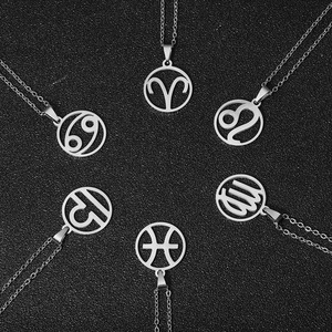 Collana con ciondolo zodiacale in acciaio inossidabile con 12 segni zodiacali personalizzati - Product Image 2