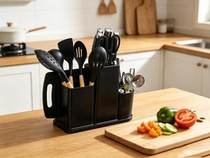 Ensemble d'ustensiles de cuisine écologiques en silicone de qualité alimentaire avec poignées en bois, 19 pièces, durables - Product Image 5