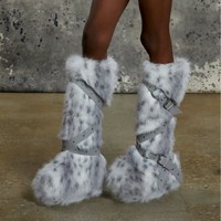 Bottes de neige sexy à enfiler en fausse fourrure pelucheuse, nouvelle collection
