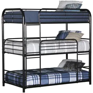 Triple bunk bed metal bunk beds for adults iron three layer bunk bed literas de hierro tempat tidur susun 2 besi letto acastello