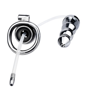 Jaula de Castidad Masculina FRRK con Catéter Uretral y Tapón Anal Metálico, Dispositivo de Bloqueo de Pene BDSM, Juguetes Sexuales - Product Image 4