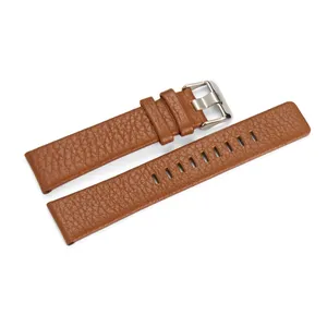 Vente en gros en usine Bracelet de montre en alligator véritable personnalisé Bracelet de montre en cuir marron 22mm 24mm 26mm