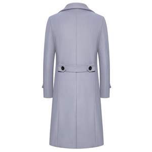 <strong>Men's</strong> Double-breasted Slim Fit Mid Length Coat Thick Windproof <strong>Cardigan</strong> Buttons Lapel <strong>Woollen</strong> Coat - Product Image 5