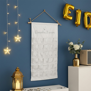 <span class=keywords><strong>Calendrier</strong></span> de l'Avent suspendu Ramadan Kareem blanc, organisateur mural en tissu à 30 poches, compte à rebours en toile de polyester, <span class=keywords><strong>calendrier</strong></span> de l'Avent vierge - Product Image 4