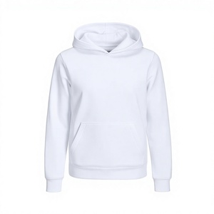 Sweat-shirt à capuche blanc uni de qualité supérieure, épais, personnalisable avec logo, coupe oversize unisexe en molleton pour hommes et femmes - Product Image 1