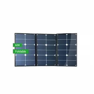 Bán sỉ năng lượng mặt trời bảng điều khiển pin sạc xe-Shine Solar 60W Có Thể Gập Lại Tấm Pin Năng Lượng Mặt Trời Bộ Sạc Pin Xe Hơi Cho Trạm Điện Di Động