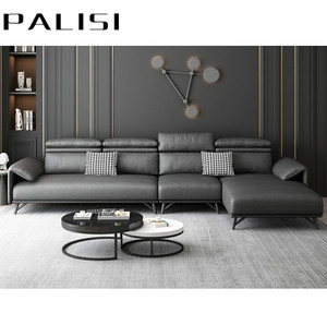 Ensemble de canapés en <span class=keywords><strong>cuir</strong></span> bleu marine sectionnels de haute qualité Salon Simple Nordic Fashion L forme Corner Chaise Sofa - Product Image 4