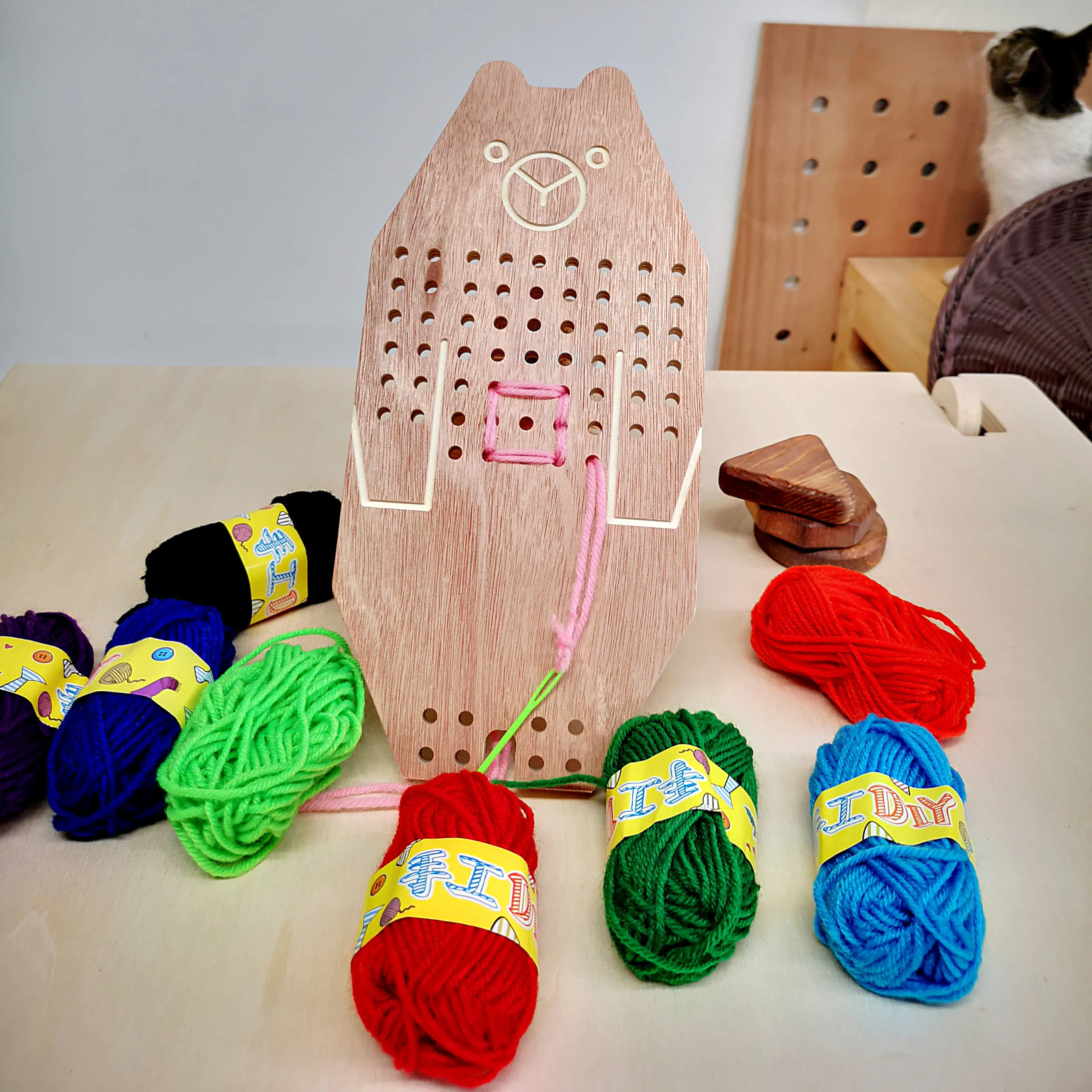 Jouet couture en bois Montessori pour enfants, pièces, jeu de laçage, moteur fin, noël