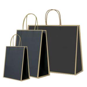 Bolsa de Papel Kraft Negra para Regalo de Supermercado, con Asa, para Compras, Comida para Llevar - Product Image 1