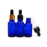 Pipette en verre bleu personnalisable de 5 ml, 10 ml, 20 ml, 30 ml, 50 ml, 100 ml, 200 ml, réutilisable, pour l'emballage d'huiles essentielles