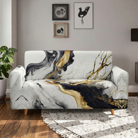 Housse de canapé extensible en marbre classique et tendance pour salon, design moderne, lavable en machine, comprend une housse de coussin