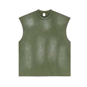 2025 verano Retro desgastado corte camiseta sin mangas American Streetwear Vintage - Product Image 1