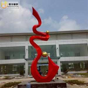 Sculpture géométrique abstraite en acier inoxydable Jiahua, ornement paysager sur pied extérieur, fait main, grande taille - Product Image 2