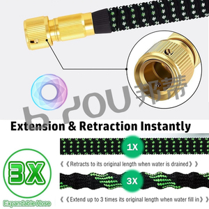 Vườn Hose 3 lần mở rộng 25ft/50ft/75ft/100ft/125ft/150ft/175ft/200ft/250ft kim loại Hose kết nối nhanh chóng với 10 vòi phun - Product Image 2