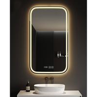 Miroir de maquillage mural rectangulaire LED de luxe avec cadre en aluminium, tactile intelligent pour la maison ou l'hôtel