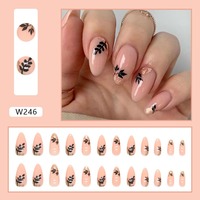 Uñas postizas al por mayor baratas de alta calidad, diseño almendrado, forma ataúd, punta de corazón, uñas francesas artificiales de ABS.