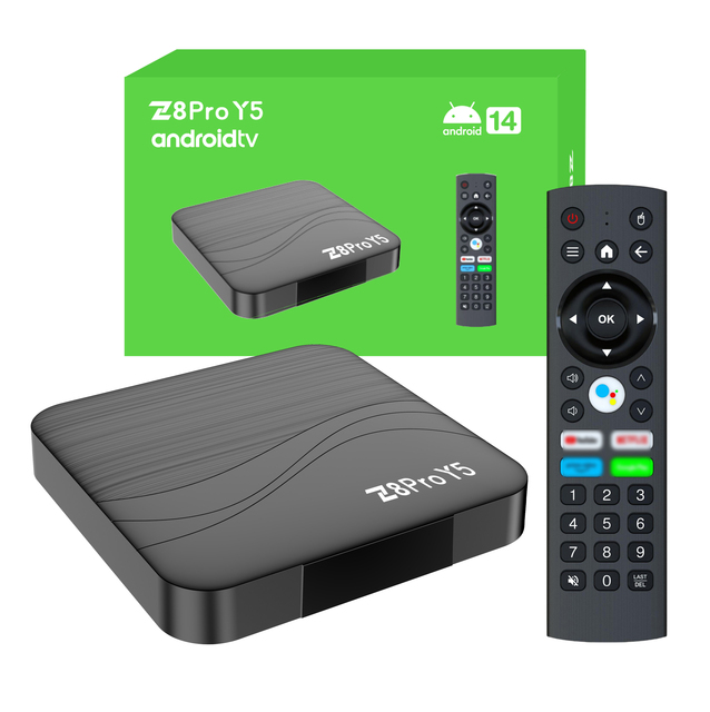 2026 New Arrival Smart TV Box Amlogic S905Y5 8K Android 14 Set Top Box Z8 Pro Y5 2g 16gb with Voice Remote Control Factory Price