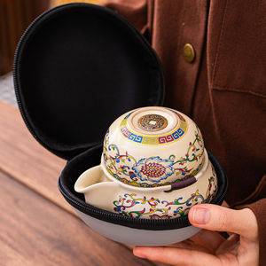 Théière Ru Ware à poignée, bol à couvercle, tasse à thé individuelle haut de gamme, nouveau style, bol à thé anti-brûlure, service à thé <span class=keywords><strong>Kung</strong></span> <span class=keywords><strong>Fu</strong></span> - Product Image 3