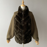 Jxwatcher vente en gros manteau en tricot doux manches pull col montant personnalisé épais chaud hiver flou véritable manteau de fourrure de lapin femme