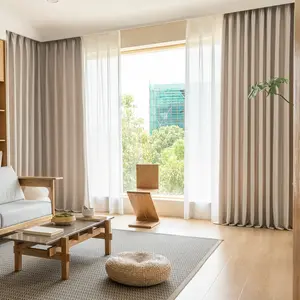 2022 100% Tirai Blackout Wajah Ganda Kain Linen Jendela Kamar Tidur Dicuci Ruang Tamu Beberapa Warna Tirai untuk Ruang Tamu