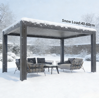 Pergola en aluminium 6063 4x4 avec toit à lames orientables, certifiée résistance vent/neige, installation sécurisée, écologique, revêtement poudré pour stations de ski