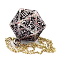 Porte-clés en cuivre gravé D20 multicolore + mini dés polyédriques de collection Dragon de 6 mm pour jeux de rôle sur table DND RPG avec rangement