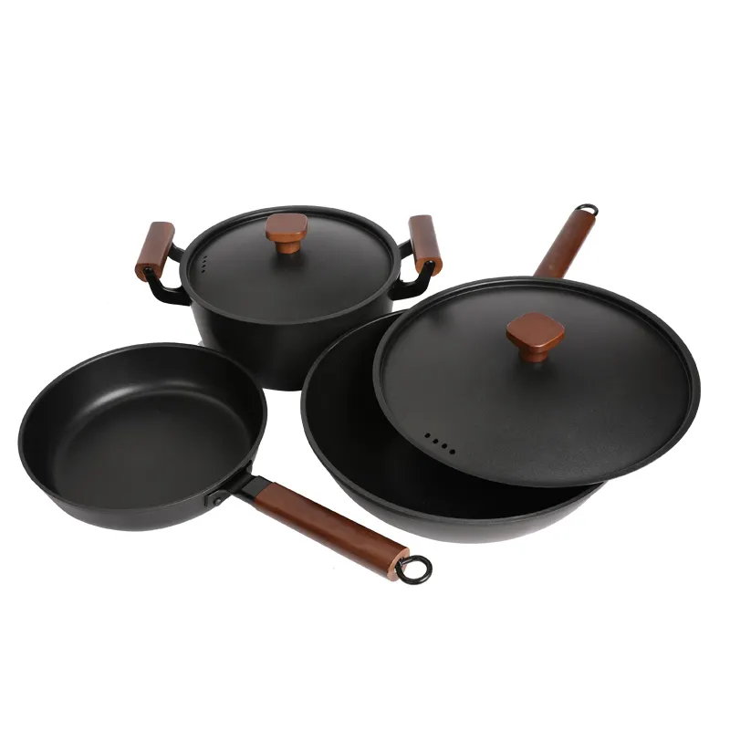 Durable Uncoated cast Iron induction cookware set Casserole Set stainless steel cookware Set