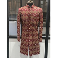 Sherwani Mewah Modern Berkualitas Tinggi 2-Potong Model Indo Western untuk Pesta Pernikahan Pakaian Pengantin Pria Dev Darshan Fashion Sigma