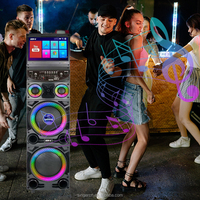 Enceintes de son puissant Lecteur de musique Double haut-parleur 12 pouces 100W LED RVB BT 5.0 USB TF Écran tactile 15,4 pouces Télécommande