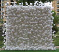 2025 nouveau décor de scène de mariage personnalisé panneau de fleur de rose en soie blanche enroulable 3D mur de fleurs artificielles avec fermeture éclair