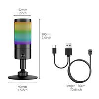 Mikrofon Gaming RGB Baru USB PC untuk Livestreaming, Voice-over, Rekaman, Karaoke Komputer, Mikrofon Gaming Nirkabel A20