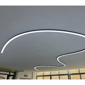 Modern Customized dimmable large black curve aluminium led profile pendant lamp light