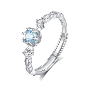 9 Elegant 4mm Round Cut Natural Stone <b>Rings</b> Adjustable 925 Sterling Silver <b>Girls</b> Daily Wear Minimalist Jewelry Holiday Gift - Product Image 1