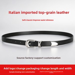 <span class=keywords><strong>Ceinture</strong></span> fine en <span class=keywords><strong>cuir</strong></span> de vachette pour <span class=keywords><strong>femme</strong></span> avec <span class=keywords><strong>boucle</strong></span> ardillon en alliage et accents <span class=keywords><strong>argent</strong></span>és, design chaîne décorative pour la taille - Product Image 3