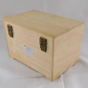 Benutzer definierte unvollendete große Holz Geschenk Aufbewahrung verpackung Vintage Kombination schloss Holzkiste mit Klappdeckel