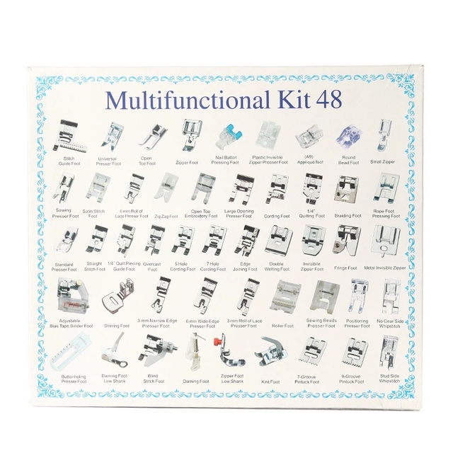 YUKK #48 Steel Presser Foot Domestic Sewing Machine Braiding Blind Stitch Darning Kit Set Brother for Janome