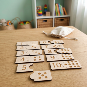 Wooden Number Matching Puzzle Montessori Math Learning Blocks Counting Teaching Toy for Kids - Product Image 2
