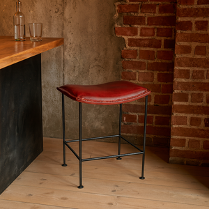 Industrial Style Antique Design Commercial Bar Stool Metal <b>Frame</b> Leather Seat AKKU STOOL FURNITURE Model AKS-05 for Kitchen - Product Image 2