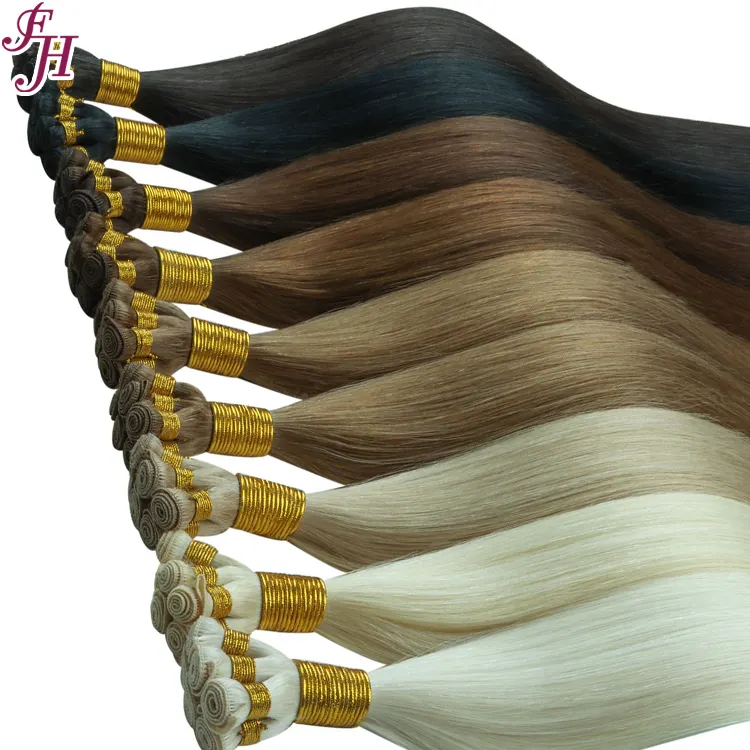 FH top grade russian weft human hair extensions 100% remy 150g double drawn hand tie weft hair extensions