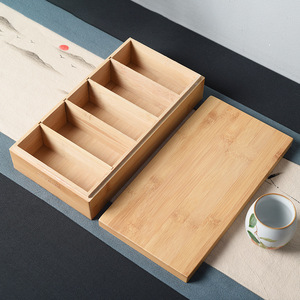 Caja de Almacenamiento de Bambú Rectangular de 6 cm de Alto con Múltiples Compartimentos, Embalaje para Regalos y Manualidades, Materiales Reciclados - Product Image 2