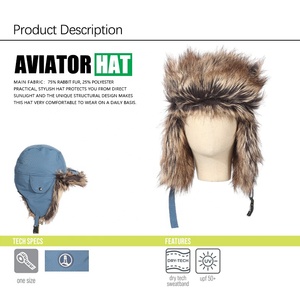 Custom Winter Windproof Fur Bomber Hat Russian Earflap Snowboarding Aviator Trapper Hat Trooper Ear Flaps Hat