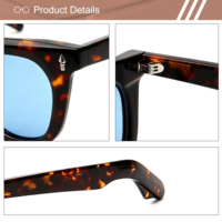 Lunettes de soleil polarisées rondes vintage pour hommes et femmes, monture en acétate rétro, rivets sur le pont, vente en gros OEM