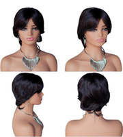 6 pouces vague naturelle douce pour Pixie perruque 100% cheveux humains vierges indiens bruts faciles à porter 6 couleurs au choix entièrement fabriquées à la machine