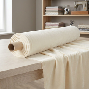 Cream Woven 57'' Cotton Velvet Fabric Roll Soft Textured Home Hotel Use All Season Breathable Polyester for <b>Quilts</b> <b>Bedding</b> - Product Image 4