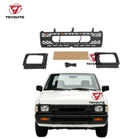 Grille avant noire ABS modifiée et améliorée TEYOUTE avec lumière ambre, compatible avec NISSAN D21 Pickup 1990-1992
