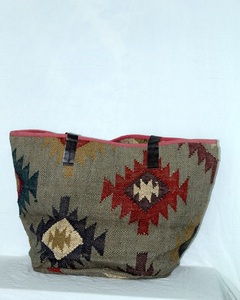 Bolso Tote de Gran Capacidad, Ligero, Hecho a Mano en India, de Alta Calidad, para Mujer, con Correa de Cuero y Yute, Estilo Vintage, Cierre Abierto - Product Image 6
