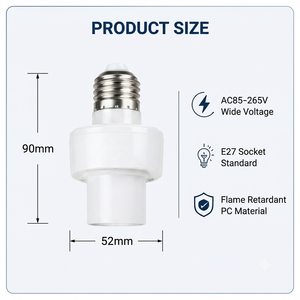 Douille de lampe LED E27 intelligente à capteur, économie d'énergie, support de lampe à commande vocale, allumage/extinction automatique pour l'éclairage domestique - Product Image 4
