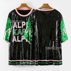 Abiti Casual personalizzati OEM verde rosa per Aka abito da donna con paillettes T-Shirt eco-lavabile con vita naturale - Product Image 5