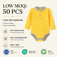 Combinaisons Bébé en Coton Biologique Gaufré Été 2026 – Douces, Confortables, à Manches Longues, avec Boutons