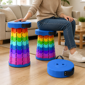 Tabouret pliant portable réglable en hauteur, chaise télescopique pliable pour le jardin, la pêche, le camping en plein air - Product Image 6